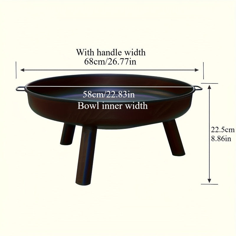 Outdoor Metal Fire Pit Bowl with Handles & Legs V1142-LP601100812142600
