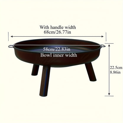 Outdoor Metal Fire Pit Bowl with Handles & Legs V1142-LP601100812142600