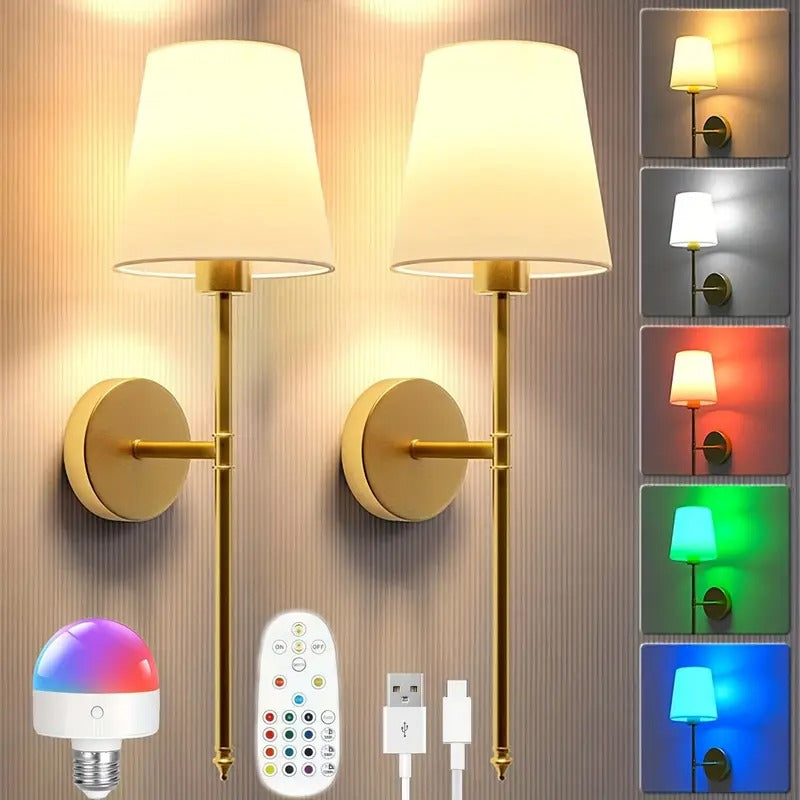 Battery Wall Sconces Set of 2 with Remote V1142-LP601101234496694