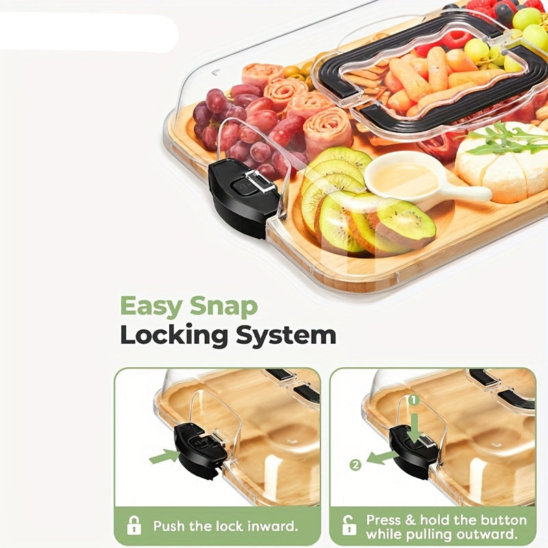 Bamboo Cheese Tray with Acrylic Lid V1142-LP601101812070719