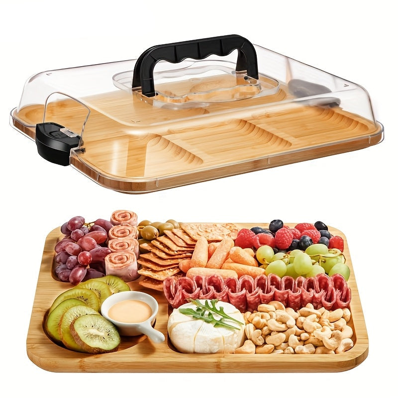 Bamboo Cheese Tray with Acrylic Lid V1142-LP601101812070719