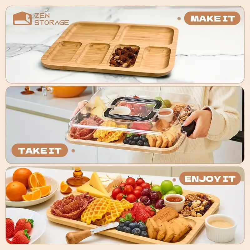 Bamboo Cheese Tray with Acrylic Lid V1142-LP601101812070719