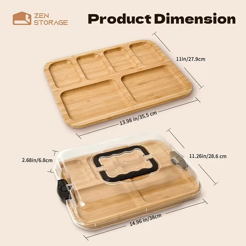 Bamboo Cheese Tray with Acrylic Lid V1142-LP601101812070719