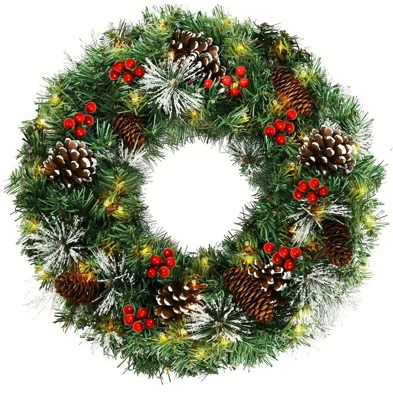 Christmas Wreath Pre-Lit Pine Cone LED Decoration V1142-LP601103233692994