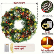 Christmas Wreath Pre-Lit Pine Cone LED Decoration V1142-LP601103233692994
