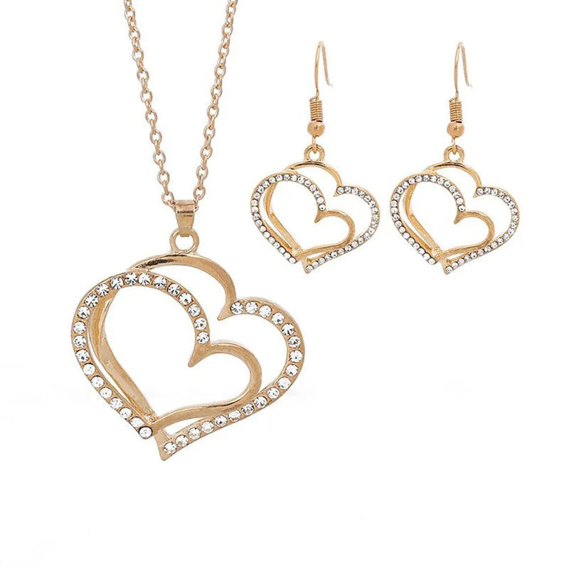 Heart Shaped Rhinestone Jewelry Set for Women V1142-OBA000242
