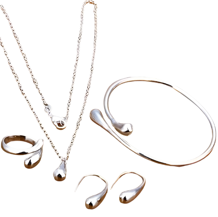 Women's Silver Needle Jewelry Set (4 pcs) V1142-OBA000243