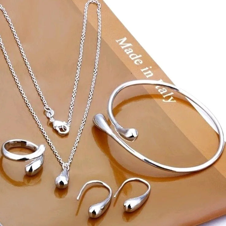 Women's Silver Needle Jewelry Set (4 pcs) V1142-OBA000243