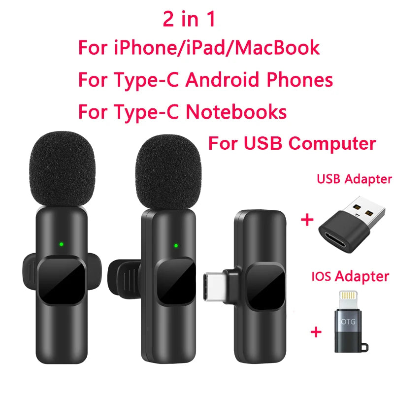 Wireless Lavalier Microphone for iPhone Android Live Recording V1142-OBA000244