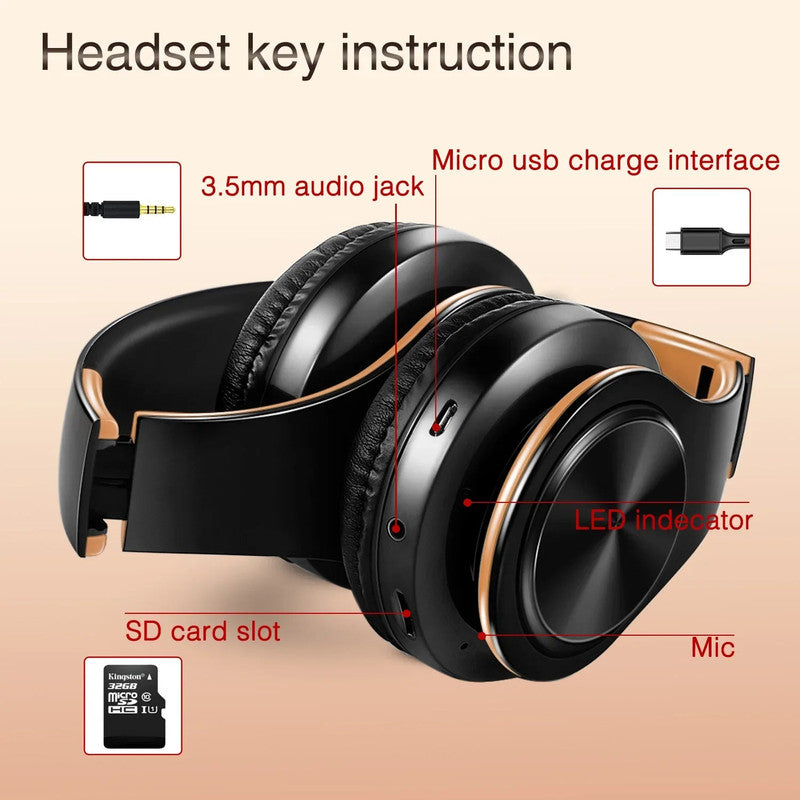 Wireless Bluetooth Headphones Gold V1142-OBA1005004904272791