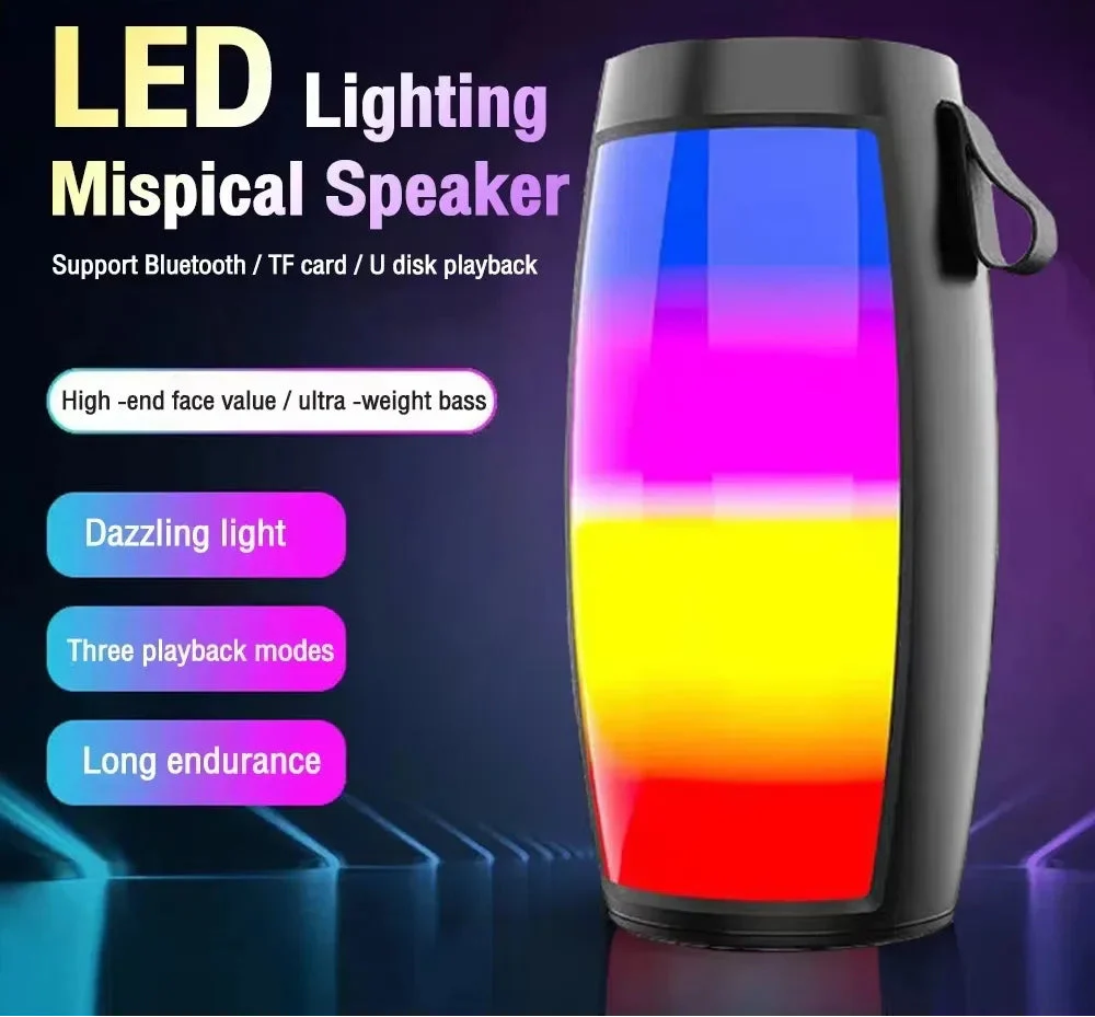 LED Lights Speaker with Powerful Bass Black V1142-OBA1005007171145491