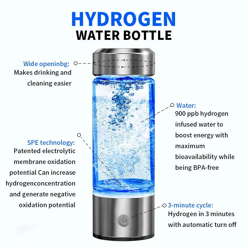Portable Electric Hydrogen Water Bottle Silver V1142-OBA1005007231624750