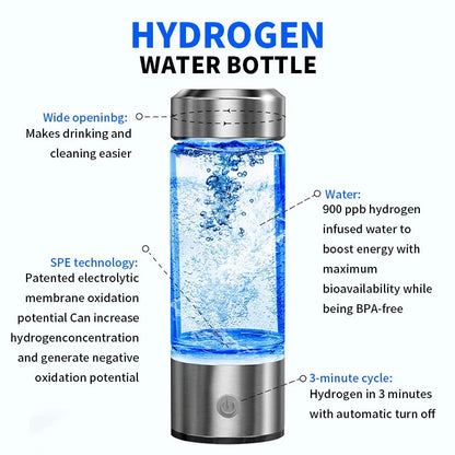 Portable Electric Hydrogen Water Bottle Silver V1142-OBA1005007231624750