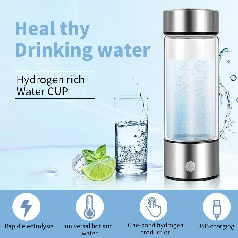 Portable Electric Hydrogen Water Bottle Silver V1142-OBA1005007231624750