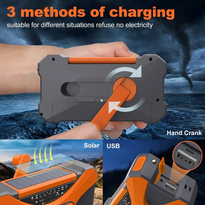 Emergency Hand Crank Solar Radio Orange V1142-OBA1005007345196175