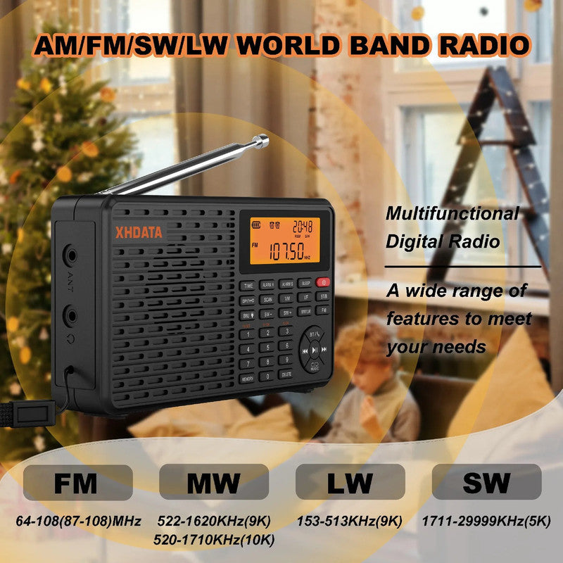 Stereo Digital Portable Radio Black V1142-OBA1005007345224299
