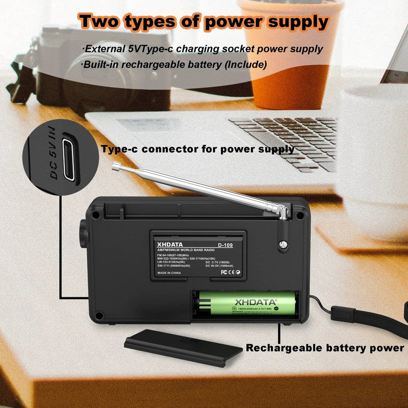 Stereo Digital Portable Radio Black V1142-OBA1005007345224299