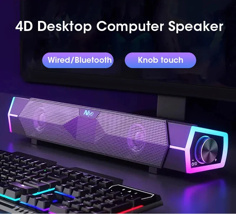 Computer Bluetooth RGB Light Speaker Black V1142-OBA1005007539913764