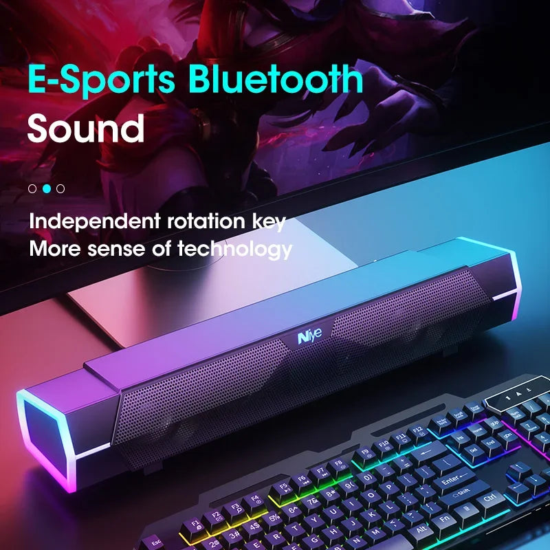 Computer Bluetooth RGB Light Speaker Black V1142-OBA1005007539913764