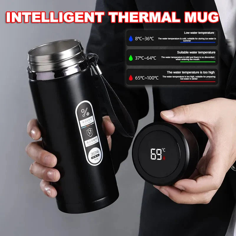 1L Thermos Bottle with LED Temperature Display Black V1142-OBA1005007805644243