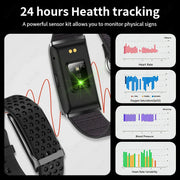 Smart Fitness Bracelet with 24H Heart Rate Black V1142-OBA1005008353826856