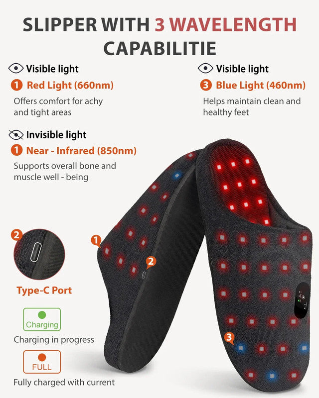 Rechargeable Red Light Therapy Slippers Black V1142-OBA1005009170352448