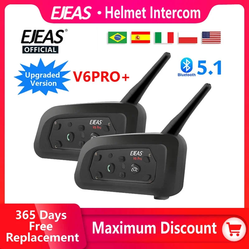 1200M Bluetooth Motorcycle Helmet Intercom Headset V1142-PB1005004983273542