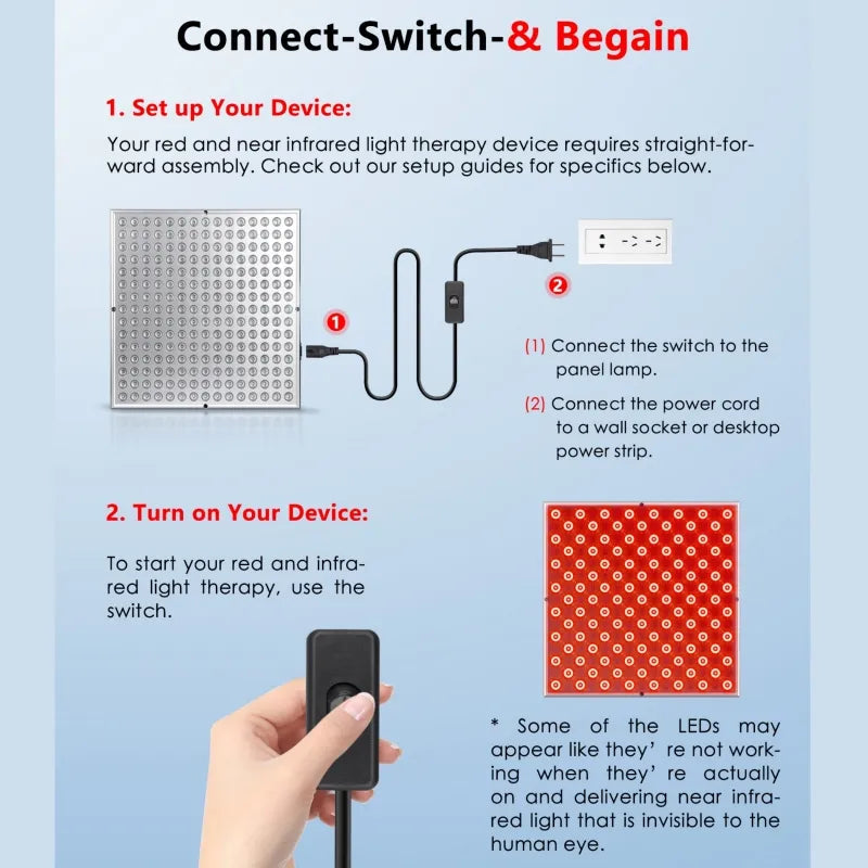 LED Red Light Therapy Panel Lamp: Facial Anti-Aging, Skin Care V1142-PB1005005454301847