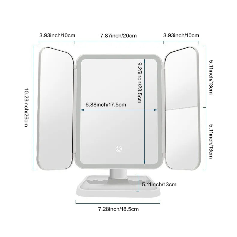 Trifold LED Makeup Mirror Beauty Lights V1142-PB1005005885148433
