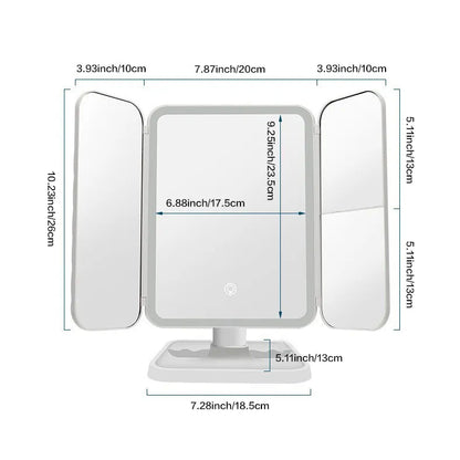 Trifold LED Makeup Mirror Beauty Lights V1142-PB1005005885148433
