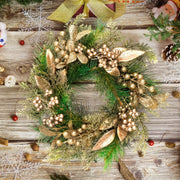 Classic Christmas Wreath Golden Leaves and Berries V1142-PB601099696095364