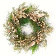 Classic Christmas Wreath Golden Leaves and Berries V1142-PB601099696095364