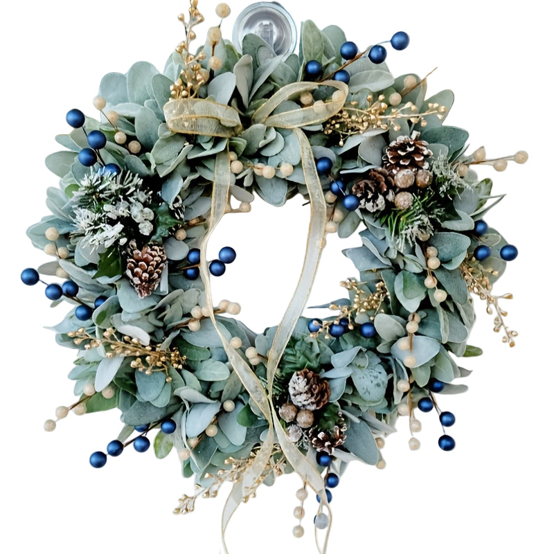 Blueberry Eucalyptus Wreath with Golden Accents V1142-PB601100280987585