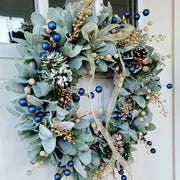 Blueberry Eucalyptus Wreath with Golden Accents V1142-PB601100280987585
