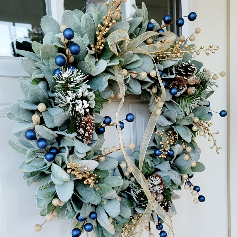 Blueberry Eucalyptus Wreath with Golden Accents V1142-PB601100280987585