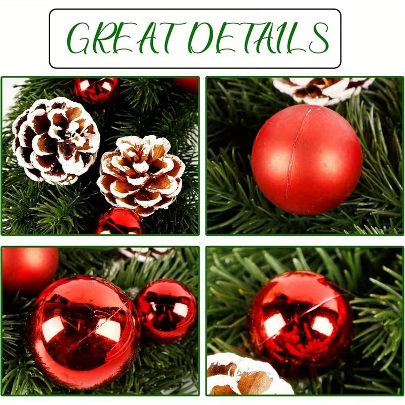 Pre-Lit Christmas Door Wreath LED Decor V1142-PB601103217208951