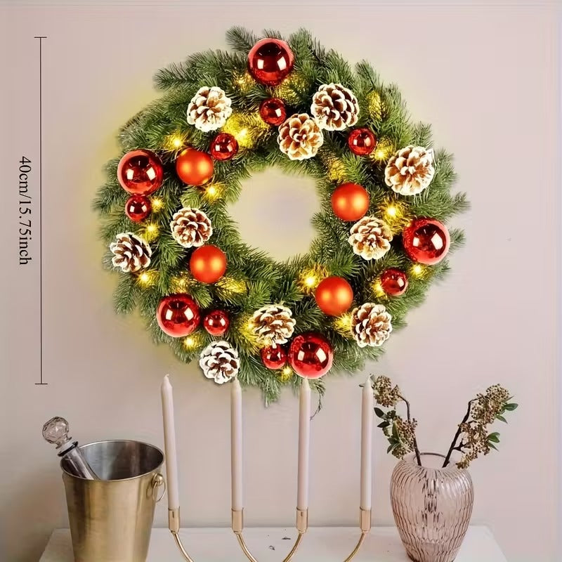Pre-Lit Christmas Door Wreath LED Decor V1142-PB601103217208951