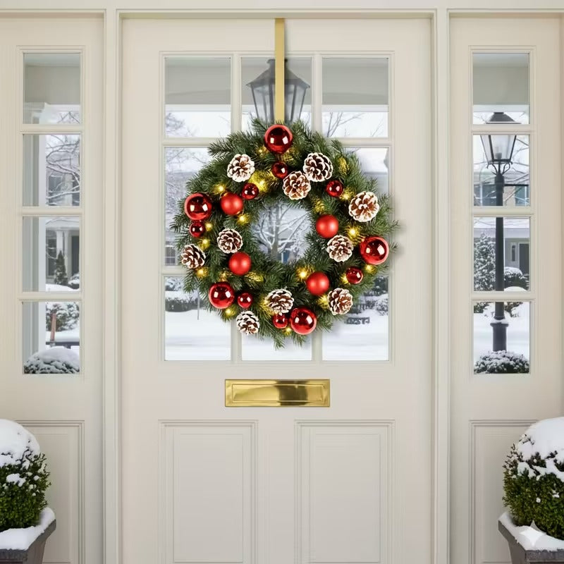 Pre-Lit Christmas Door Wreath LED Decor V1142-PB601103217208951