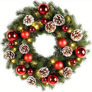 Pre-Lit Christmas Door Wreath LED Decor V1142-PB601103217208951
