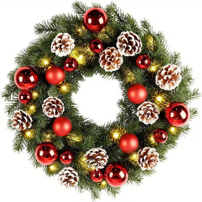 Pre-Lit Christmas Door Wreath LED Decor V1142-PB601103217208951