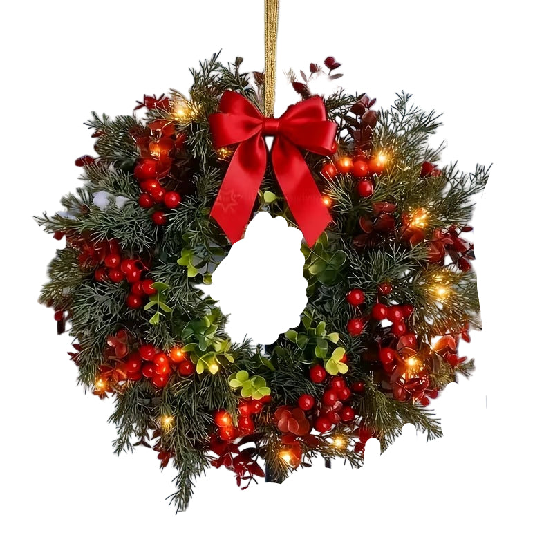 Artificial Christmas Wreath with Red Bow (2pcs) V1142-PB601103592600934