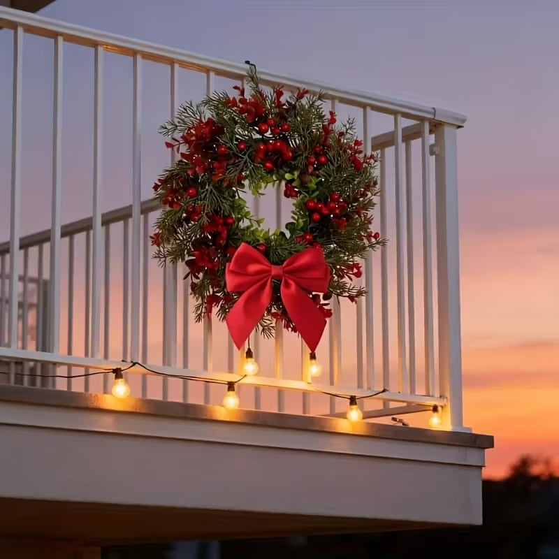 Artificial Christmas Wreath with Red Bow (2pcs) V1142-PB601103592600934