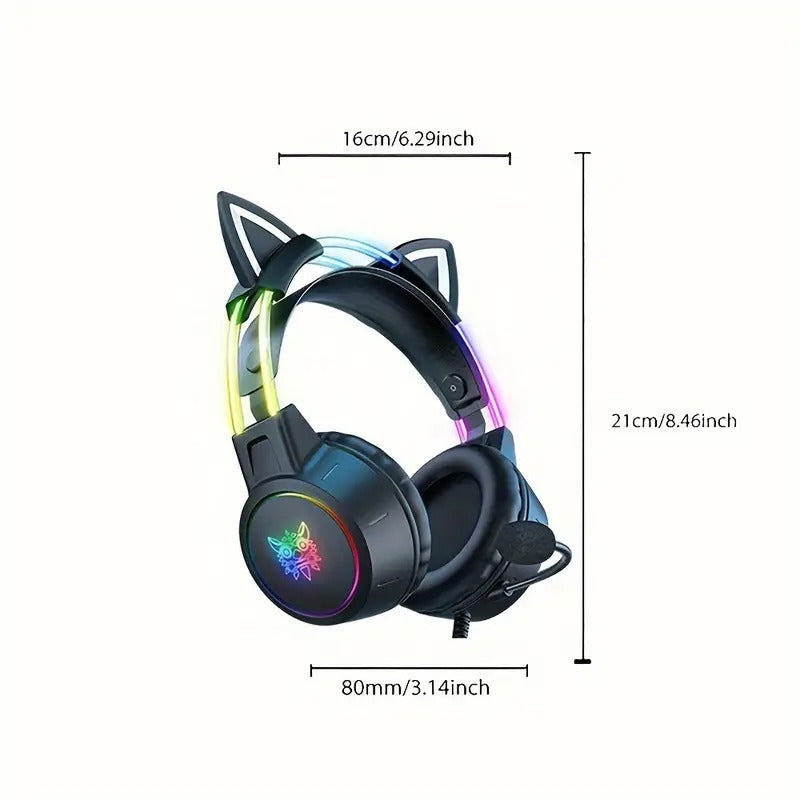 Gaming Headset with Detachable Cat Ear Microphone V1142-TM601099531896344