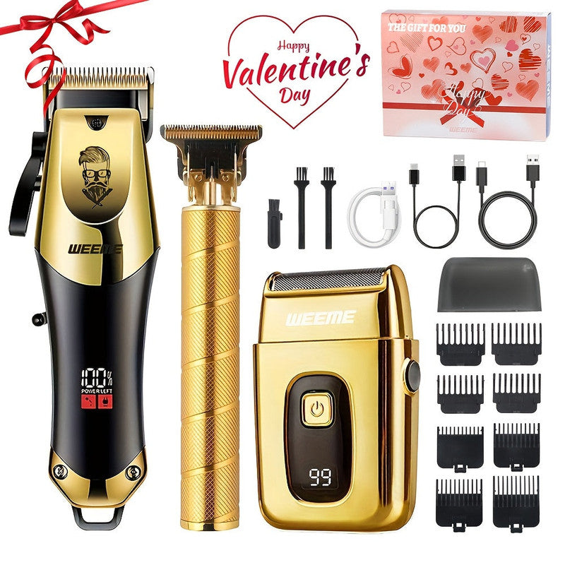 Golden Hair Clipper Razor Trimmer Set for Men V1142-TM601099587116983