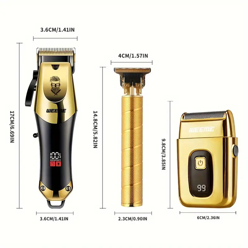 Golden Hair Clipper Razor Trimmer Set for Men V1142-TM601099587116983