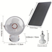 Solar Battery Camping Fan with Light Rechargeable V1142-TM601099641257303