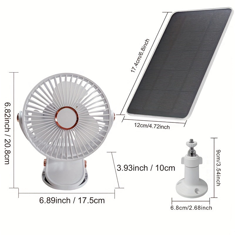 Solar Battery Camping Fan with Light Rechargeable V1142-TM601099641257303