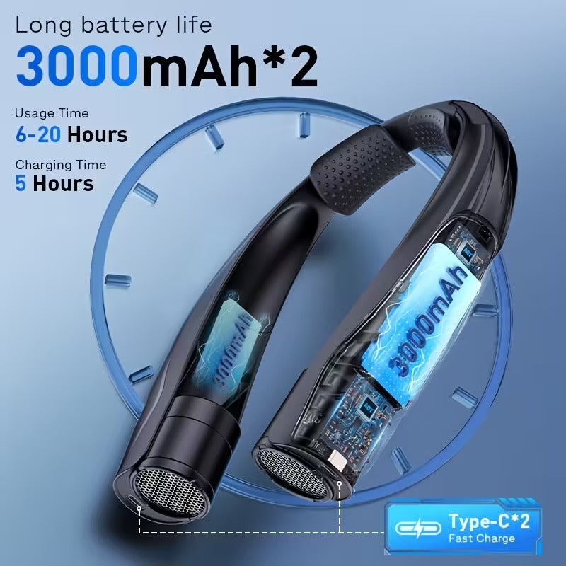 Neck Fan Portable USB 6000mAh 6-Speed Cooling V1142-TM601101012731130