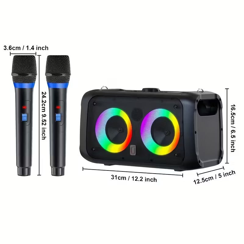 Portable Karaoke Speaker with 2 Wireless Microphones V1142-TM601101362687901