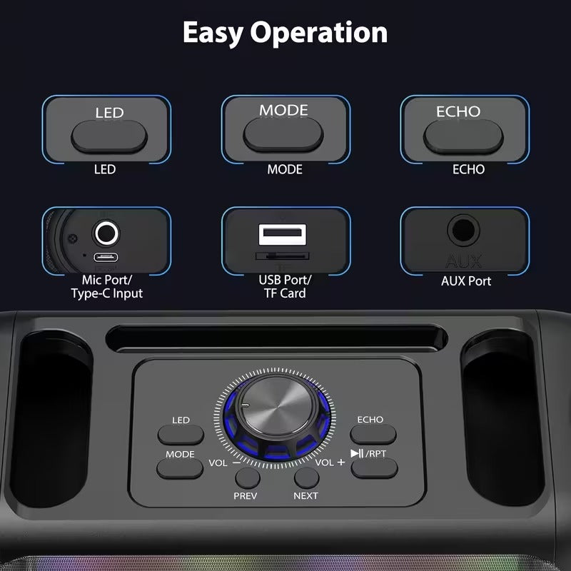Portable Karaoke Speaker with 2 Wireless Microphones V1142-TM601101362687901